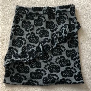 Anthropologie black and gray knit floral skirt